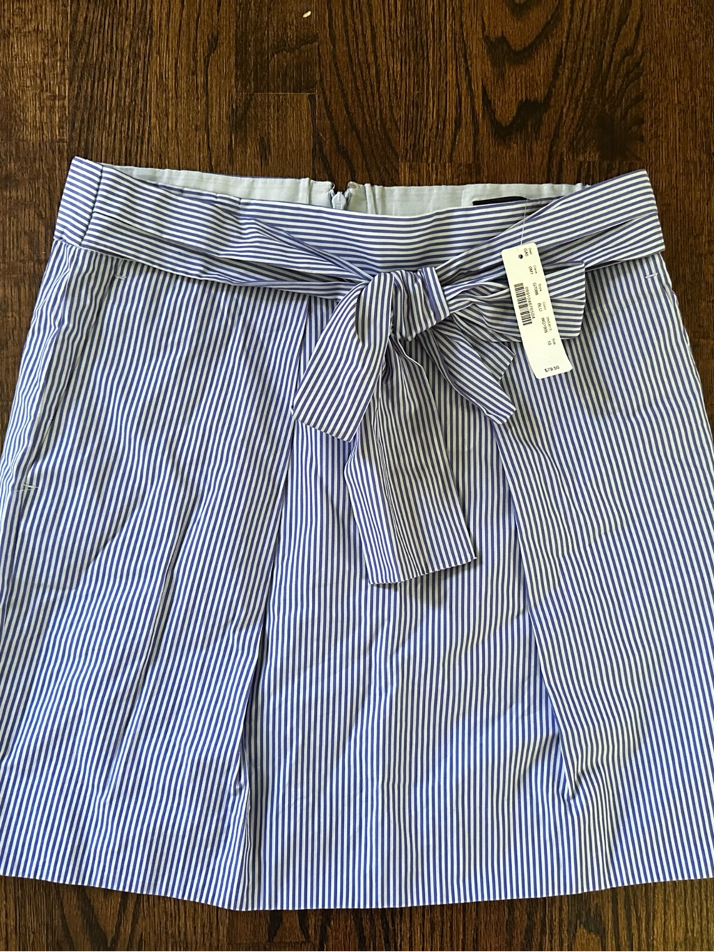 J. Crew Blue and White Striped Tie-Front Skirt